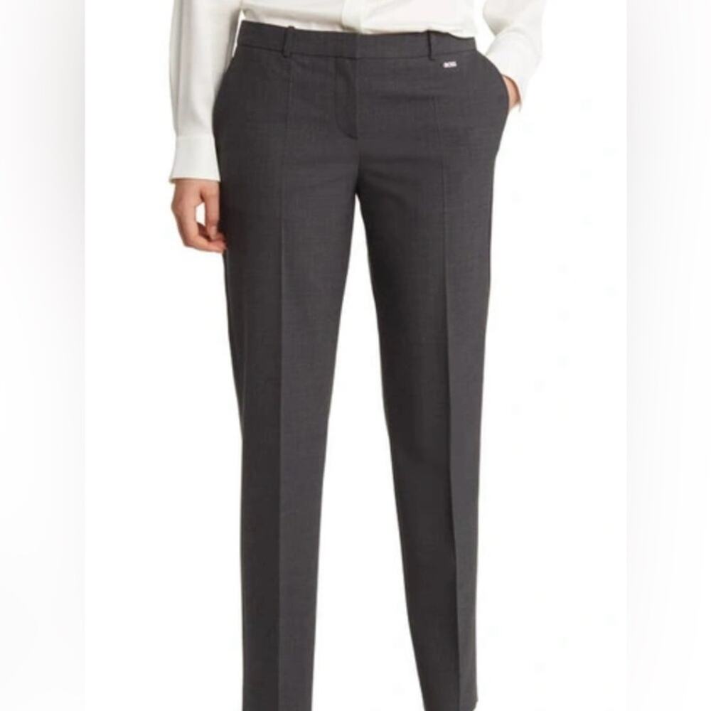 Hugo Boss Charcoal Slim-Fit Dress Pant Tiluna Trousers Work Office Career Sz 18